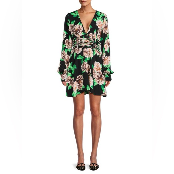 AFRM Dresses & Skirts - NWOT AFRM Nami Floral Corset Tie Mini Dress